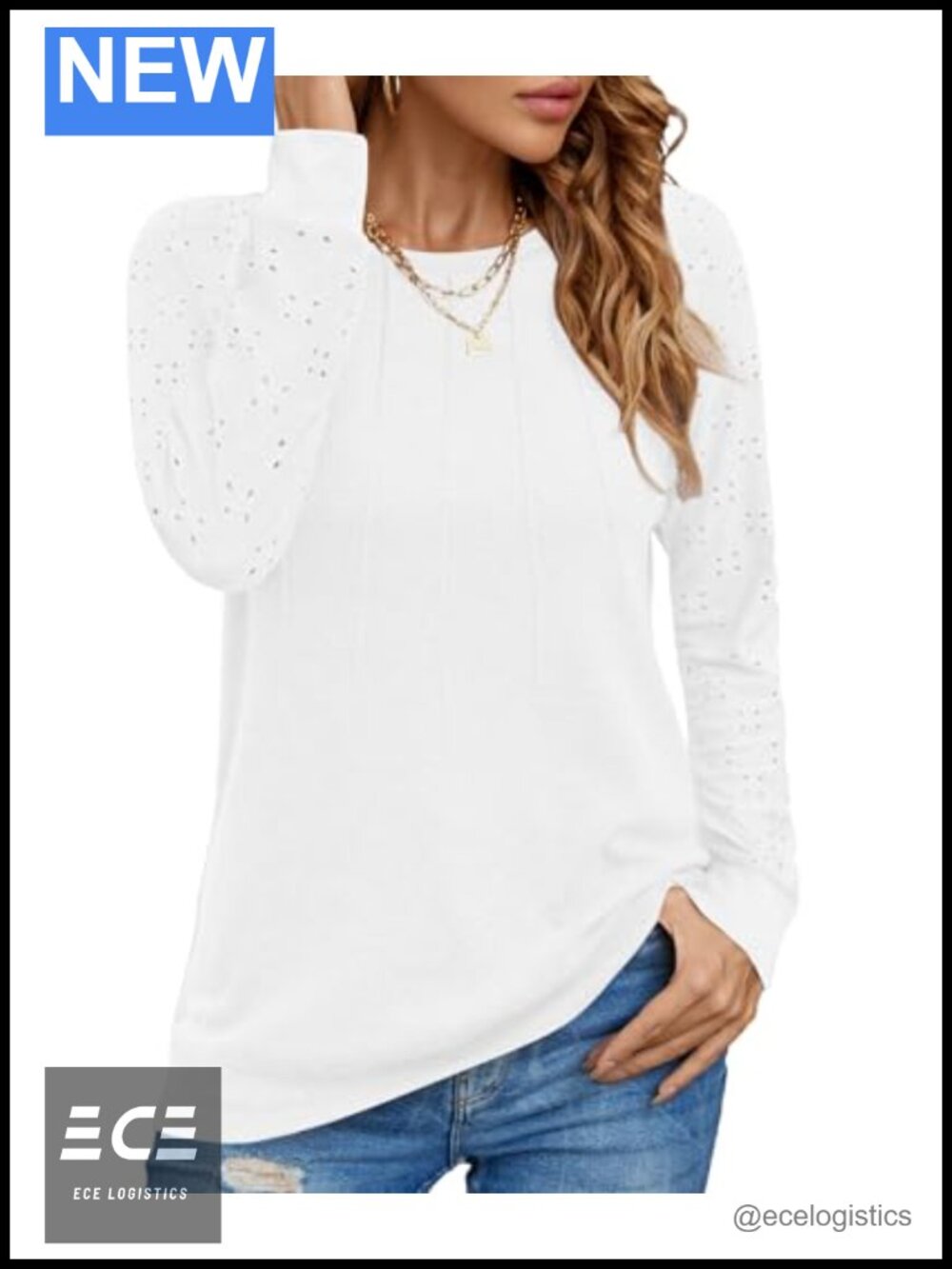 Long Sleeve Crewneck Pleated Tunic Top Women Casual Dressy Blouse